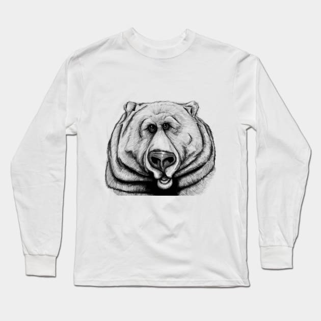 A big, cuddly, grizzly bear! Long Sleeve T-Shirt by BigNoseArt